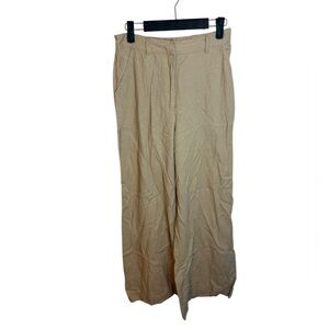 Max Studio Beige Linen Blend Wide Leg Pants